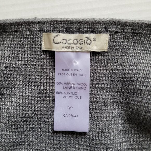 Cocogio sweater maxi vest merino wool cardigan black grey stripes color block - Picture 9 of 12